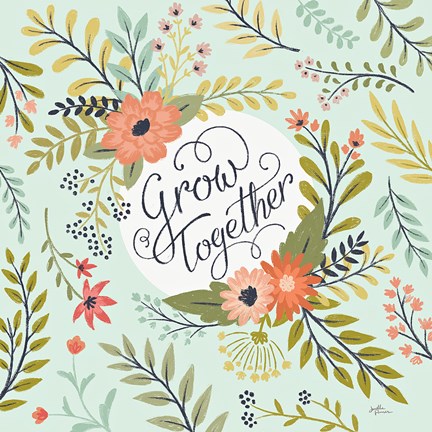 Framed Retro Garden V Mint Print