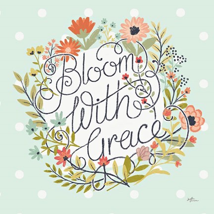 Framed Retro Garden IV Mint Print