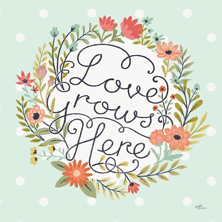 Framed Retro Garden III Mint Print