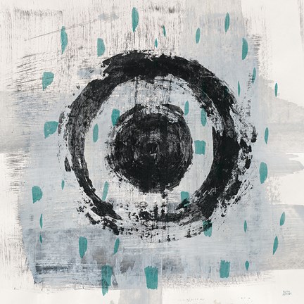 Framed Zen Circle II Crop with Teal Print
