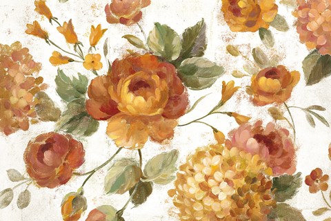 Framed English Garden on White Crop Print