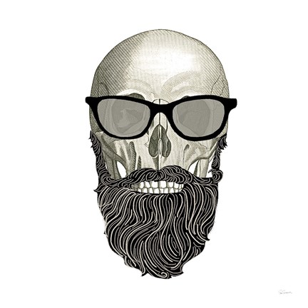 Framed Hipster Skull I Print