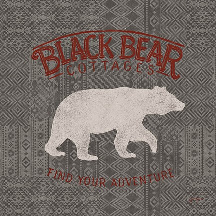 Framed Soft Lodge I Dark with Red Print