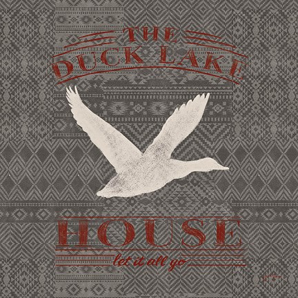 Framed Soft Lodge II Dark with Red Print