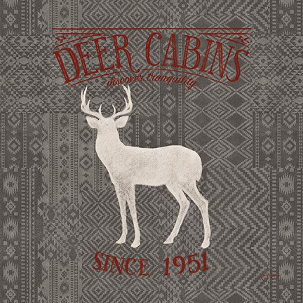 Framed Soft Lodge III Dark with Red Print