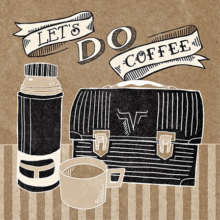 Framed Let&#39;s Do Coffee Taupe Print