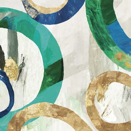 Framed Green Rings I Print