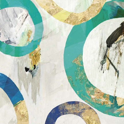 Framed Green Rings II Print