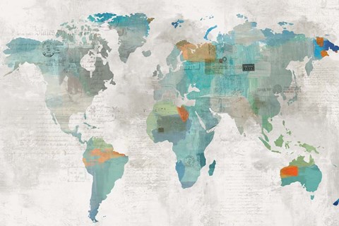 Framed Blue Map Print