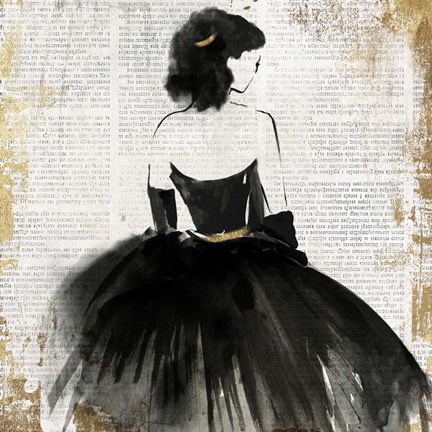 Framed Lady in Black Dress Print