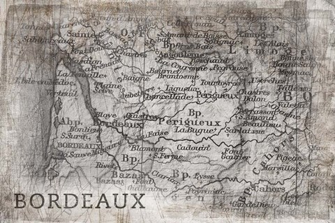 Framed Bordeaux Map White Print