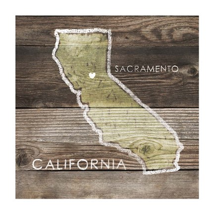 Framed California Rustic Map Print