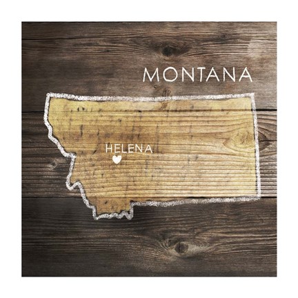 Framed Montana Rustic Map Print