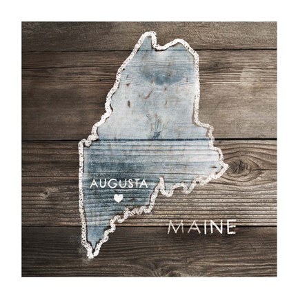 Framed Maine Rustic Map Print