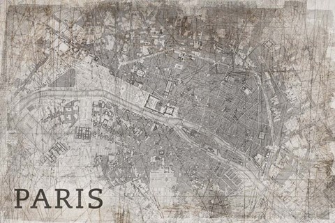 Framed Map Paris White Print
