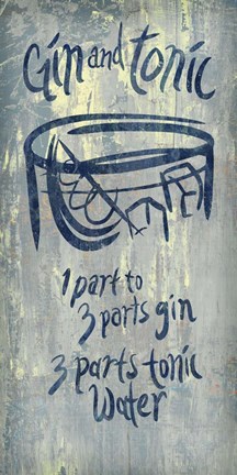 Framed Gin and Tonic Blue Print