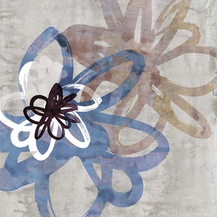 Framed Scribbled Floral I Print