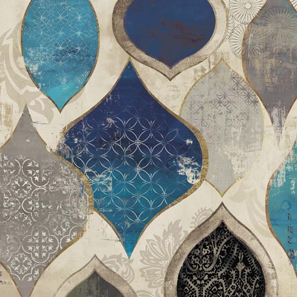 Framed Blue Motif II Print