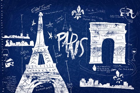 Framed Paris Blue Print