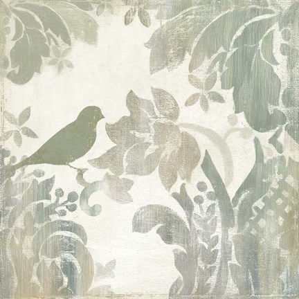 Framed Damask Bird I Print