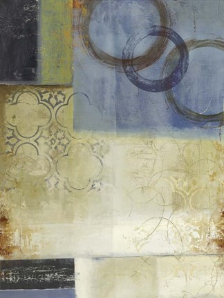 Framed Composition in Blue I Print