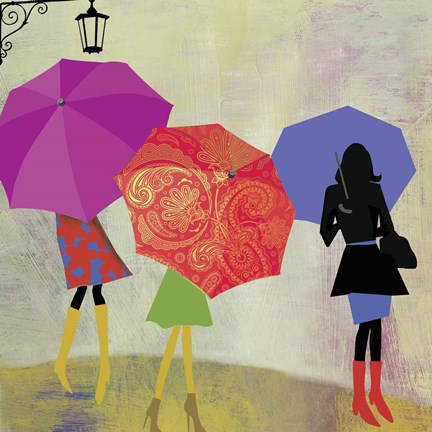 Framed Umbrella Girls Print