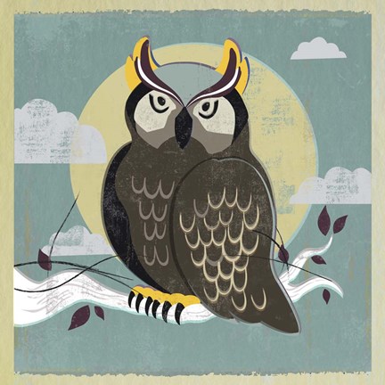 Framed Perched Owl Print