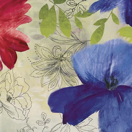 Framed Indigo Flower II Print