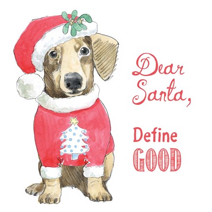 Framed Glamour Pups Christmas III Dear Santa Print