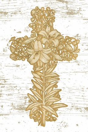 Framed Holiday Cross I Print