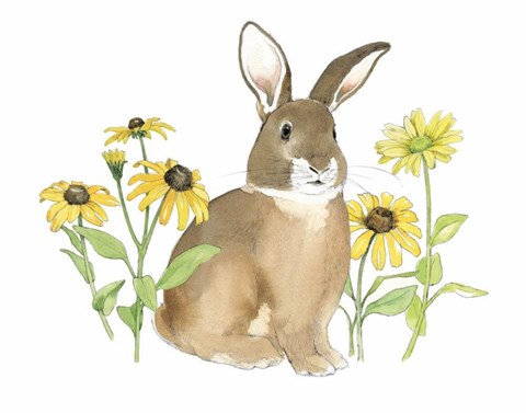 Framed Wildflower Bunnies III Print