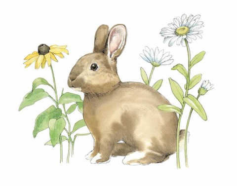 Framed Wildflower Bunnies II Print