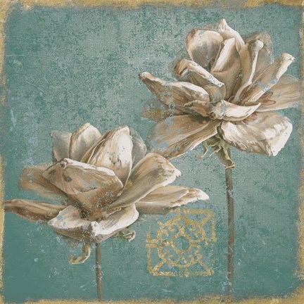 Framed Seed Pod II no Words Turquoise Print