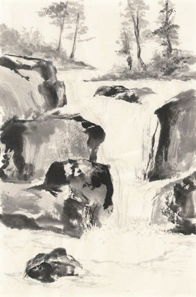 Framed Sumi Waterfall II Print