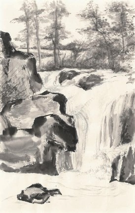 Framed Sumi Waterfall I Print