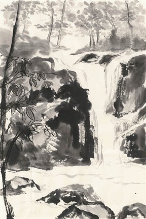 Framed Sumi Waterfall III Print