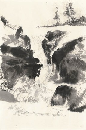 Framed Sumi Waterfall V Print