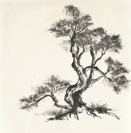 Framed Sumi Tree I Print