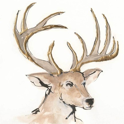 Framed Gilded Mule Deer Print