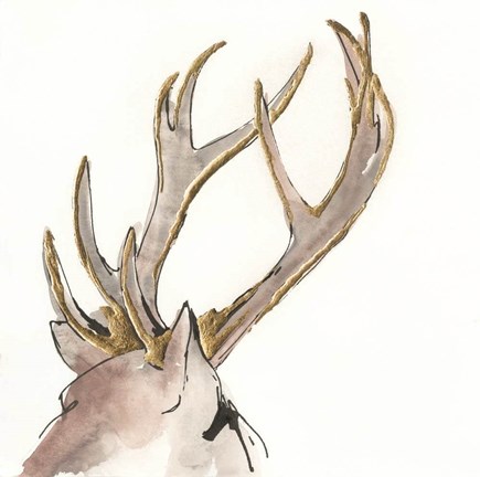 Framed Gilded Deer Print