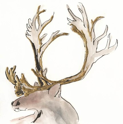 Framed Gilded Caribou II Print