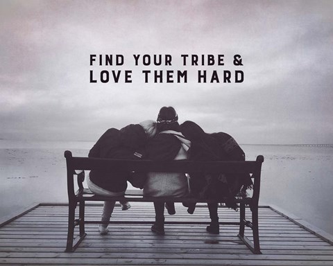 Framed Find Your Tribe - Friend Trio Grayscale Print