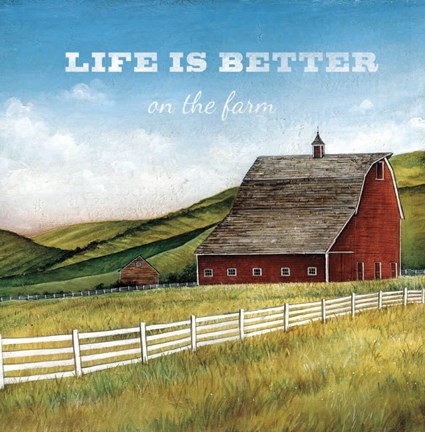 Framed Old Red Barn with Words Print