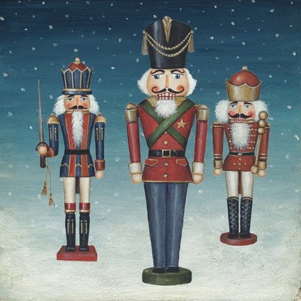 Framed Soldier Nutcrackers Snow Print