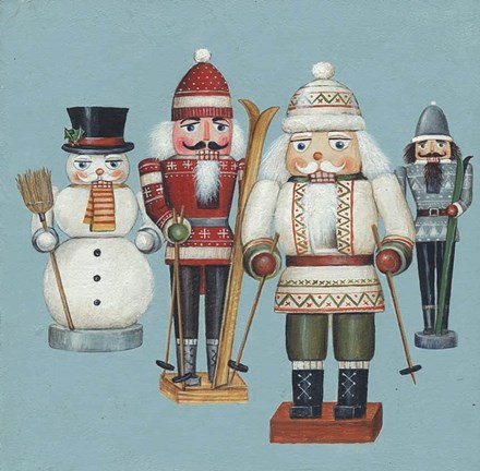 Framed Skier Nutcrackers Print