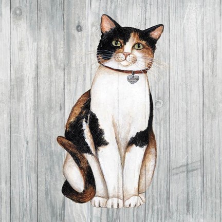 Framed Country Kitty III on Wood Print