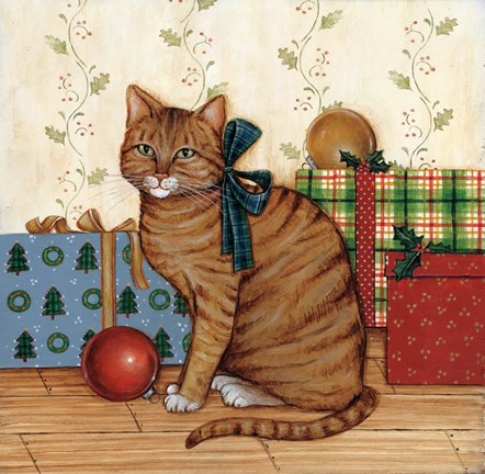 Framed Christmas Kitty II Print