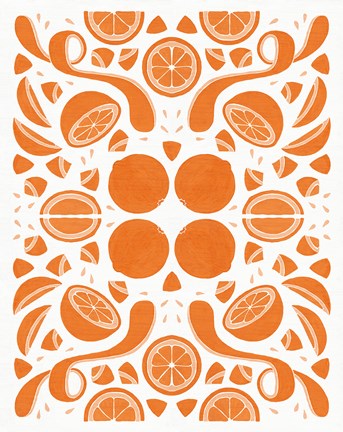 Framed Retro Orange Otomi Monotone Print