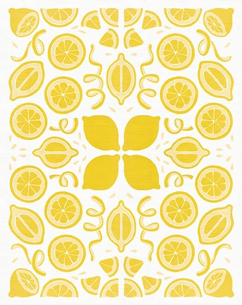 Framed Retro Lemon Otomi Monotone Print