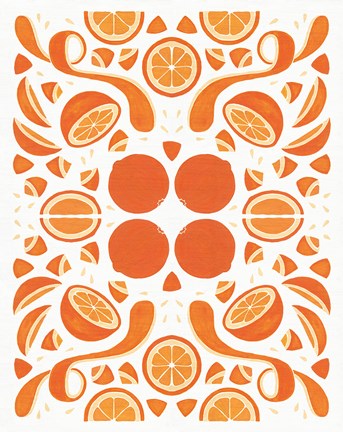 Framed Retro Orange Otomi Print